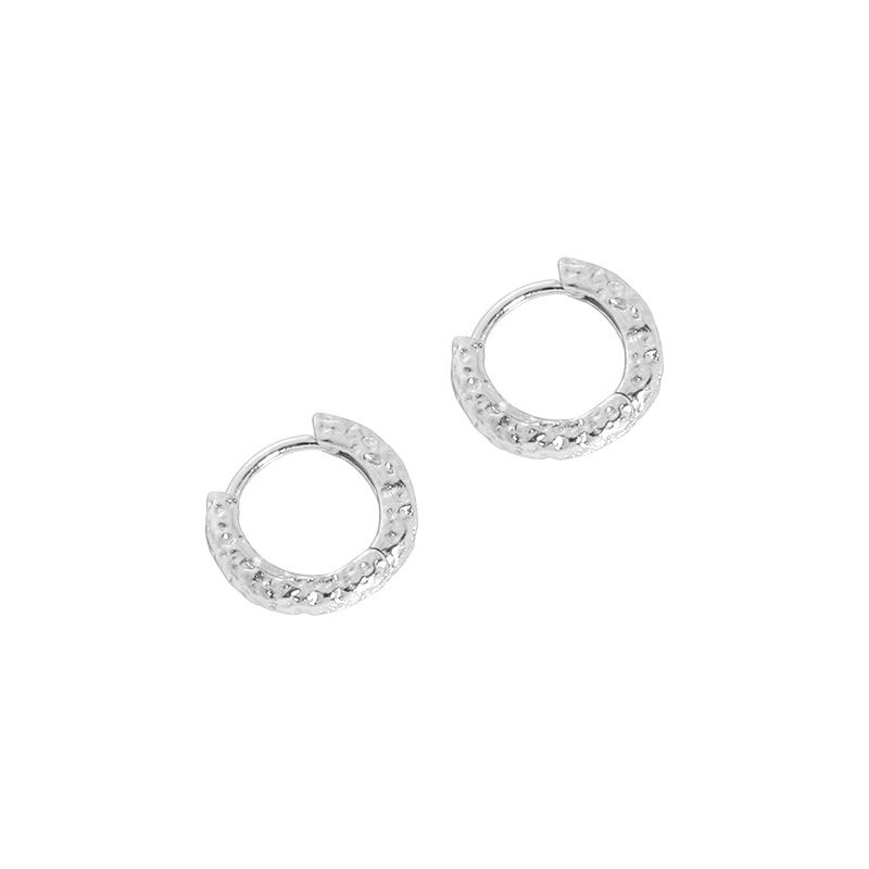Mini Irregular Geometry Circle 925 Sterling Silver Huggie Earrings
