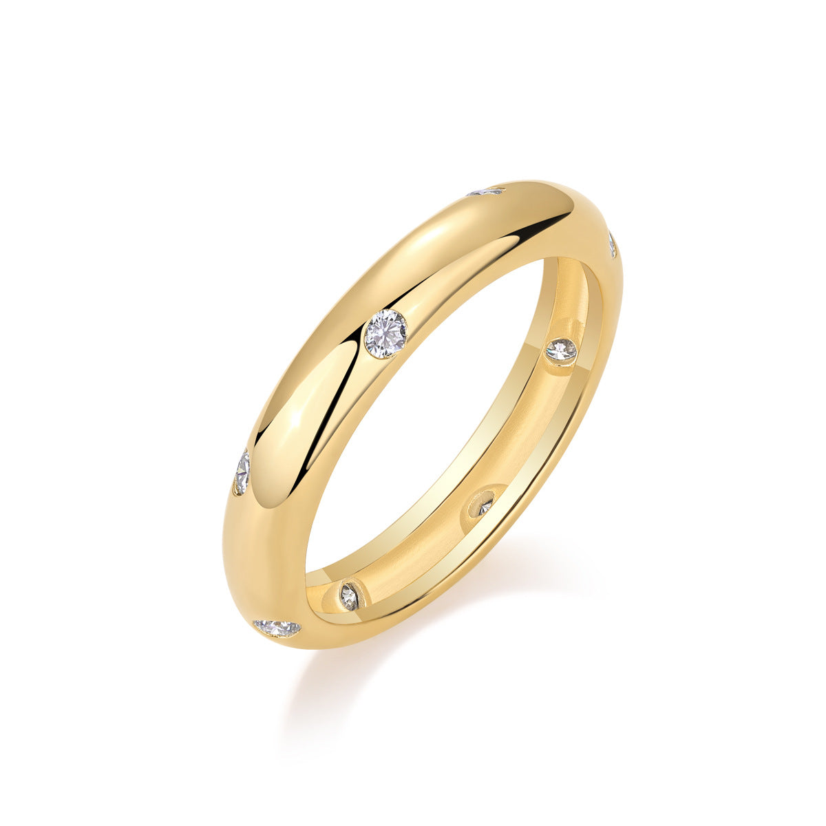Modern Moissanite Starry Sky Pattern 18K Gold Plated 925 Sterling Silver Ring