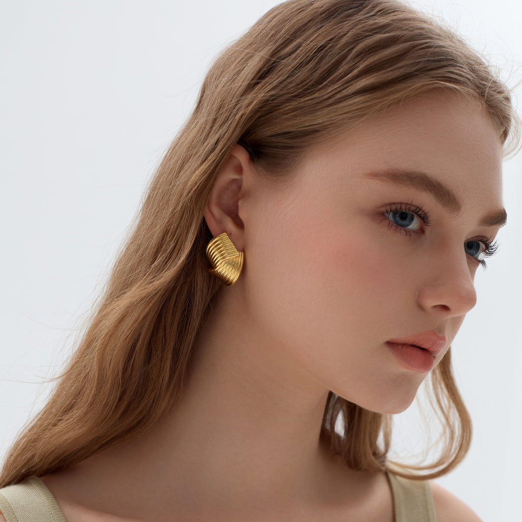 Fine Jewelry Statement Chunky Electroforming Classic Double Geometry Cross 999 Sterling Silver Stud Earrings