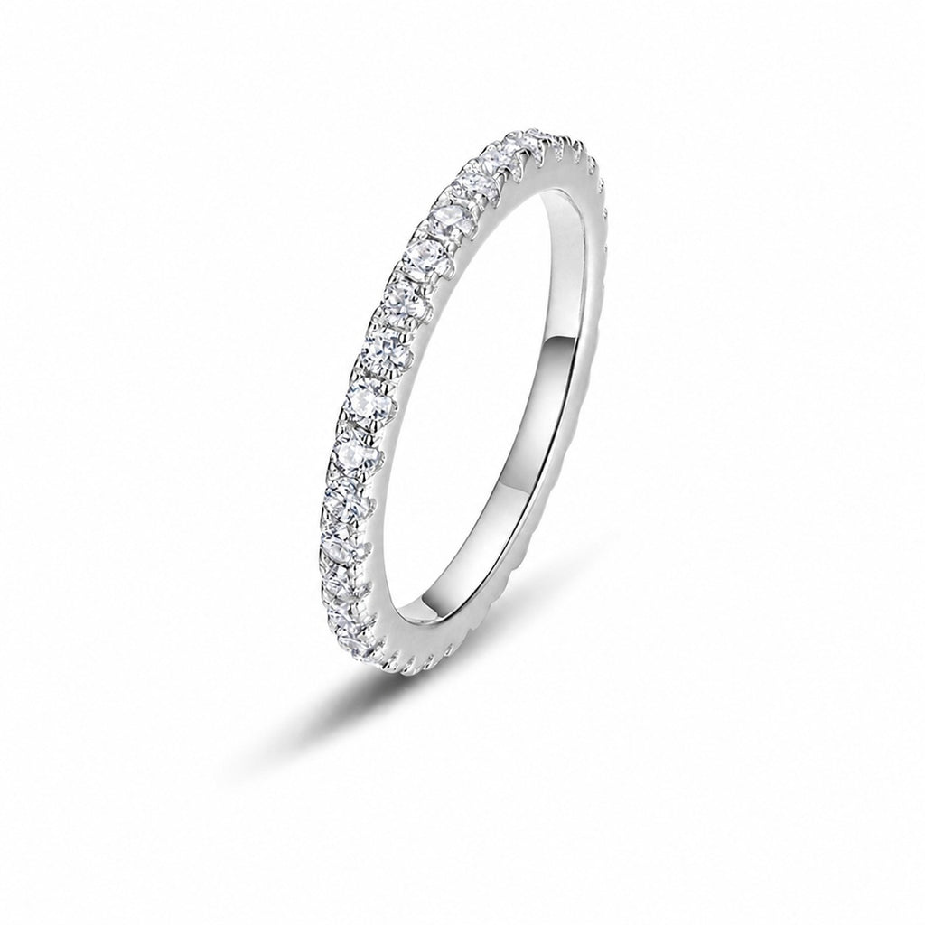 Round Moissanite Fully Set 925 Sterling Silver Ring
