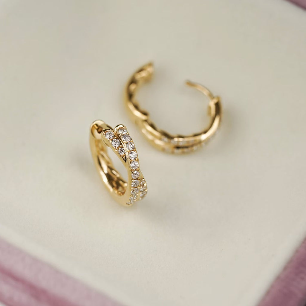 Office Double Circles Cross 925 Sterling Silver Hoop Earrings