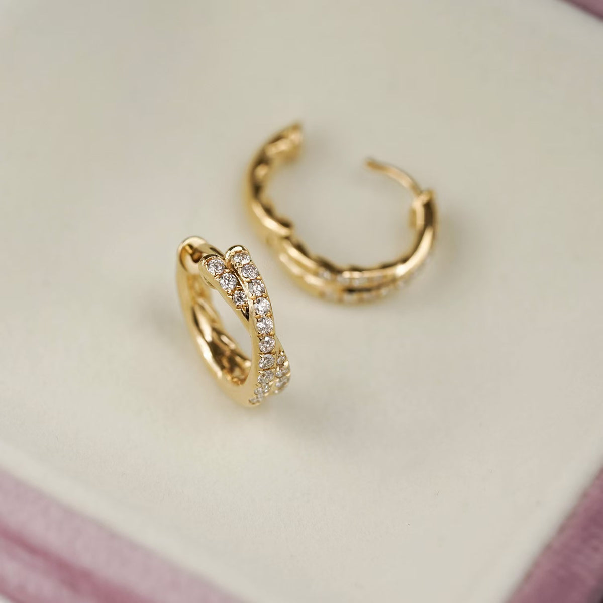 Office Double Circles Cross 925 Sterling Silver Hoop Earrings