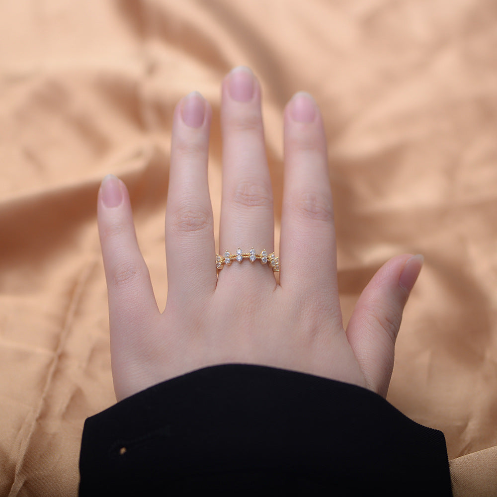 Lady CZ Leaves Fashion 925 Sterling Silver Ring