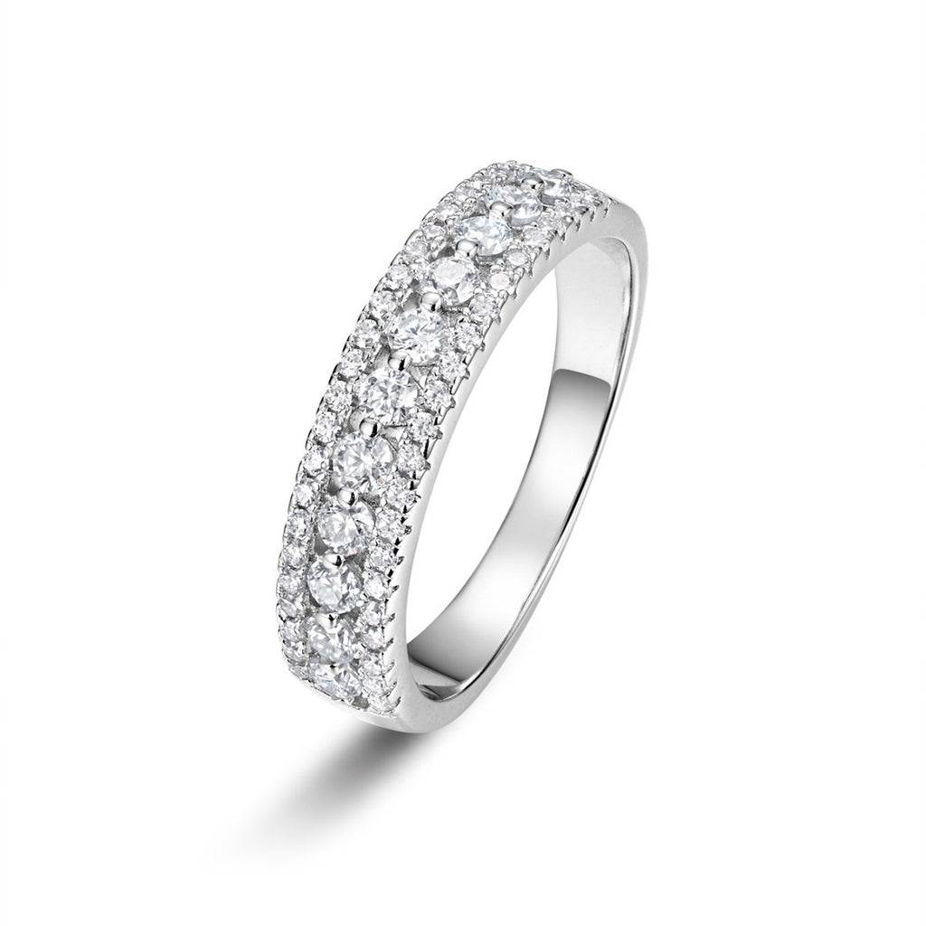 Mossanite Geometric Multi-Stone 925 Sterling Silver Ring