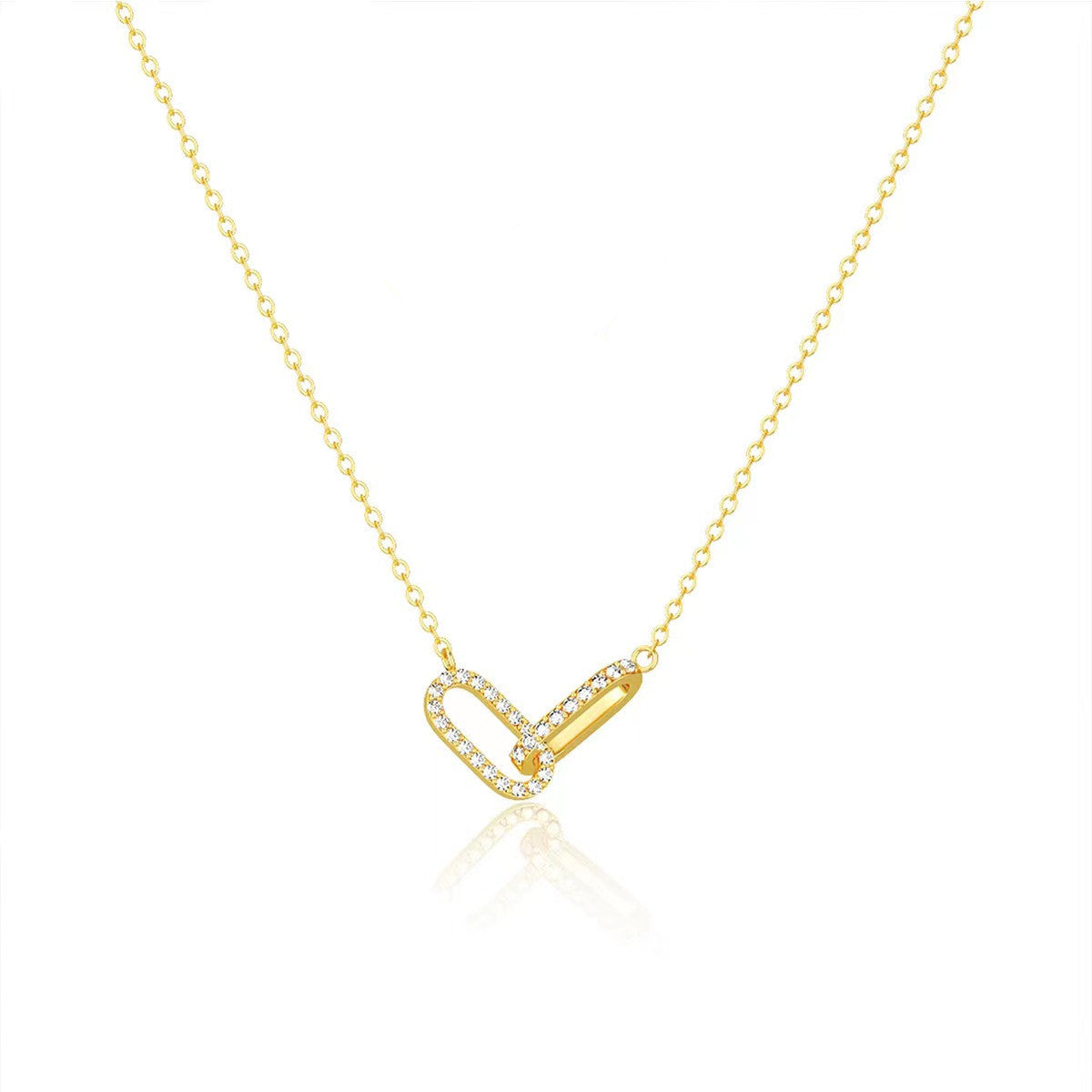 Friend's Simple CZ Double Ellipse Circles 925 Sterling Silver Necklace