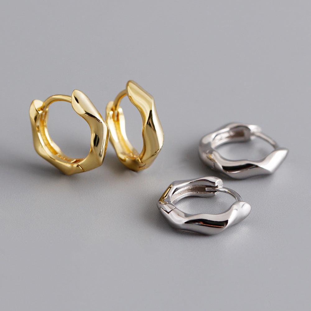 Twisted Geometric Hoop Earrings in 925 Sterling Silver Earrings