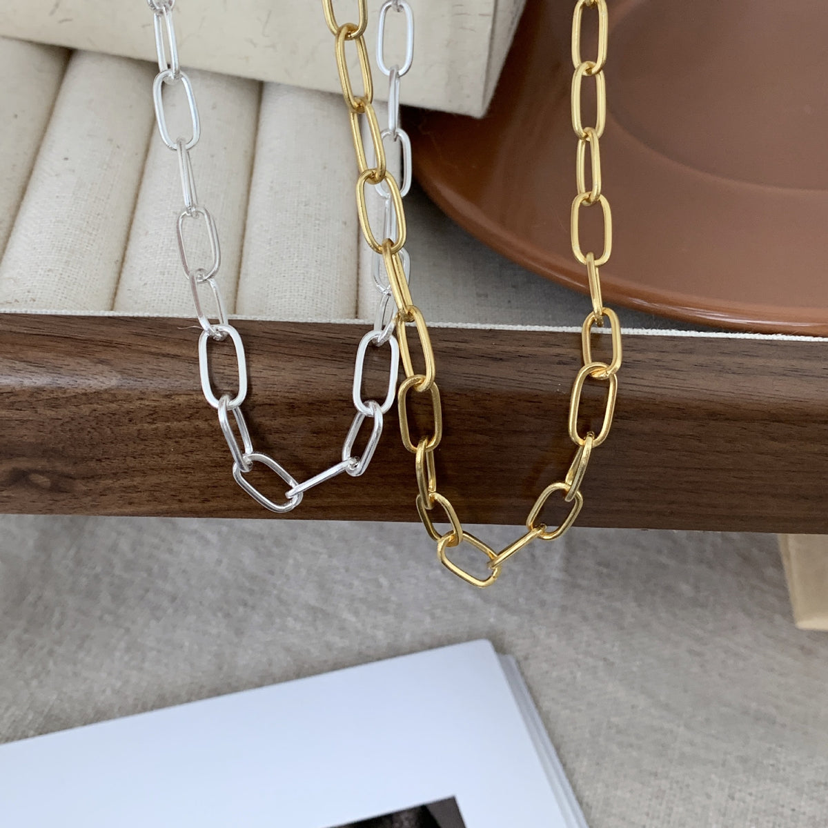 Modern Simple Hollow Curb Chain 925 Sterling Silver Necklace