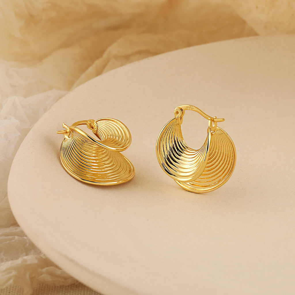 Daily Fashion Jewelry Stylish 925 Sterling Silver Silver Women Irregular Thread Shell Hoop Earrings
