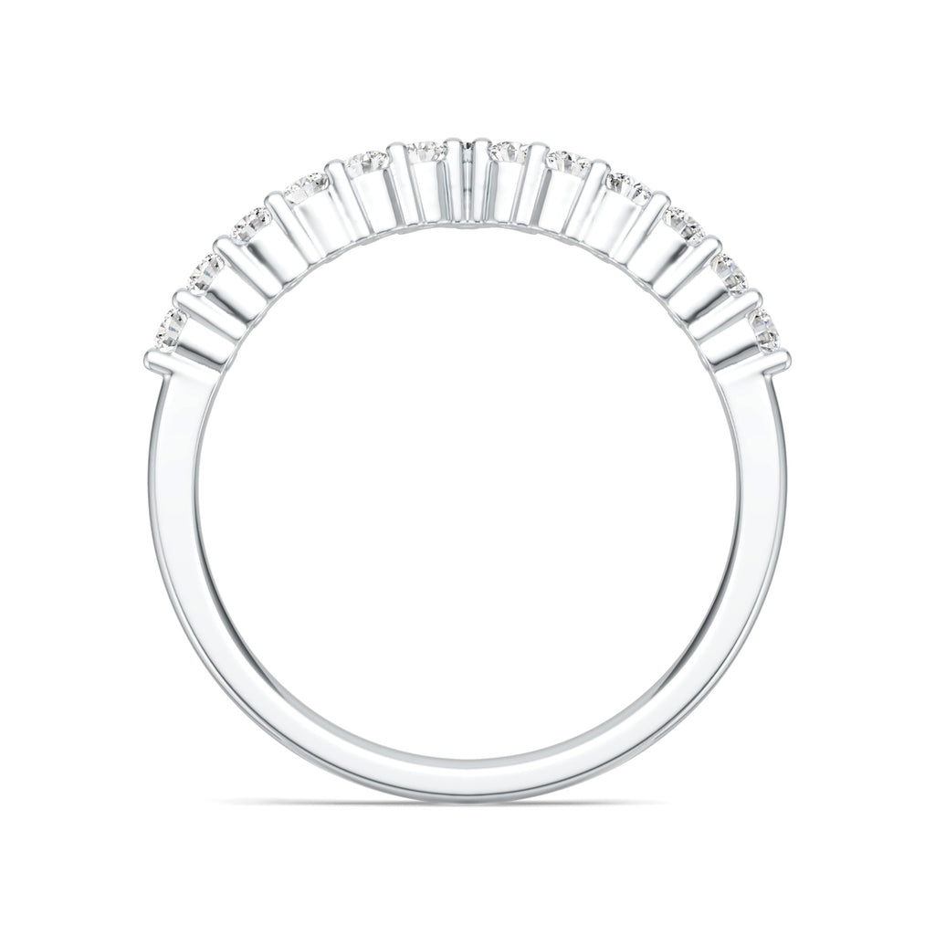 Crown V Shape D Color Moissanite  925 Sterling Silver Ring With 13 Stone Chevron Crown Design Geometric Line Band Ring