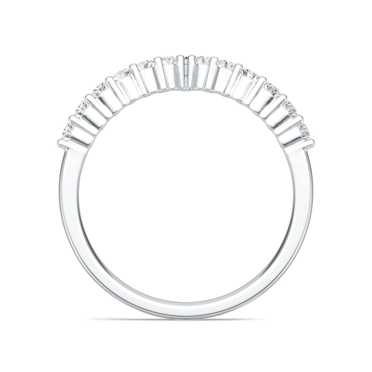 Crown V Shape D Color Moissanite  925 Sterling Silver Ring With 13 Stone Chevron Crown Design Geometric Line Band Ring