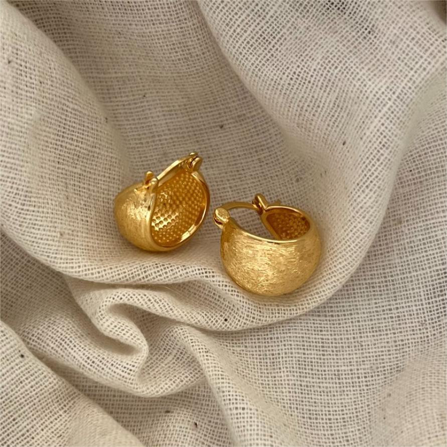 Wire-cut round dome 925 pure silver geometric circular stud Earrings