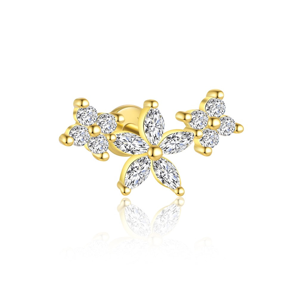 Beautiful CZ Flowers 925 Sterling Silver Stud Earring Adjustable Ring Necklace Bracelet