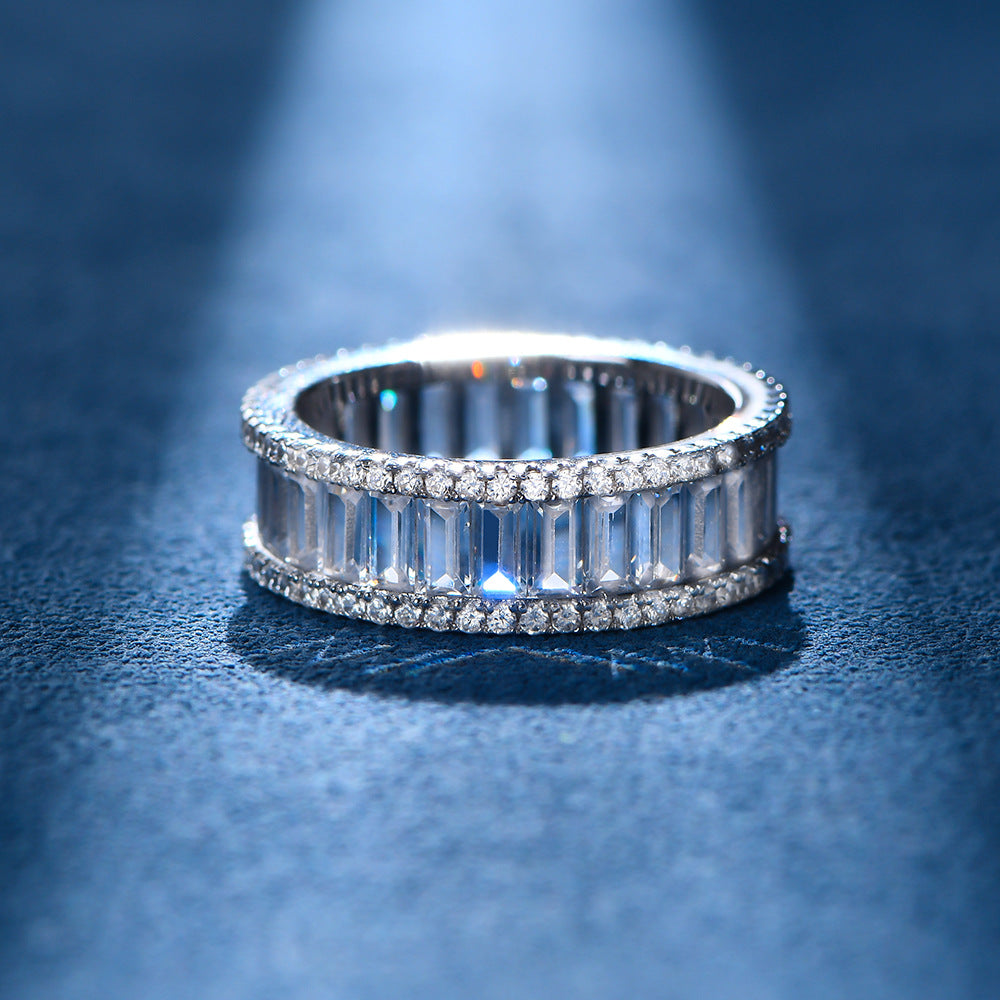 Simple Geometry Baguette CZ Lines 925 Sterling Silver Ring