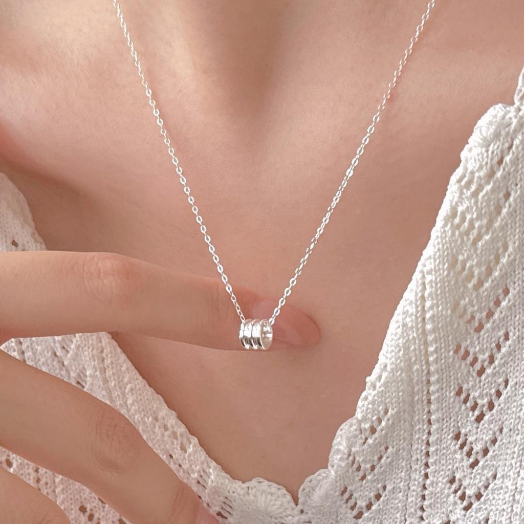 Women Simple Lucky Beads 925 Sterling Silver Necklace