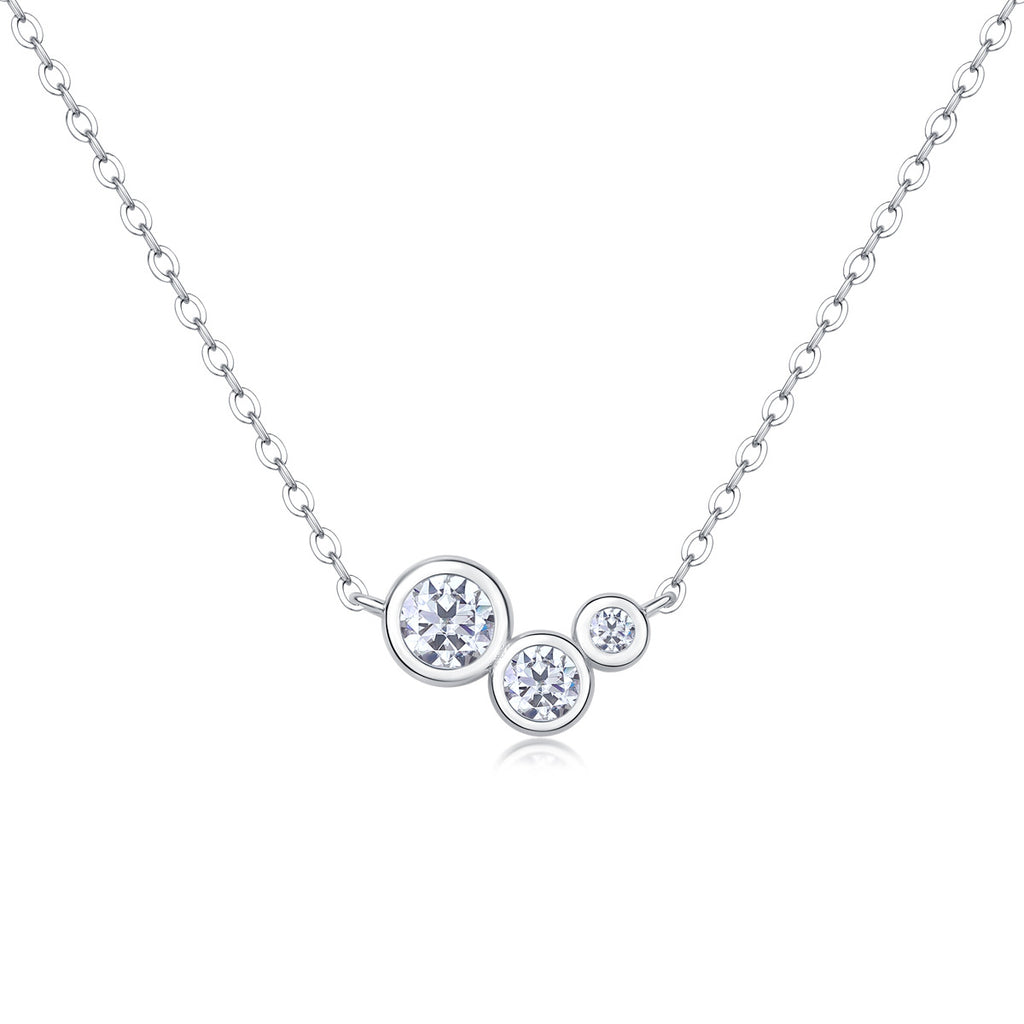 Elegant Moissanite Geometric Design 925 Sterling Silver Pendant Necklace