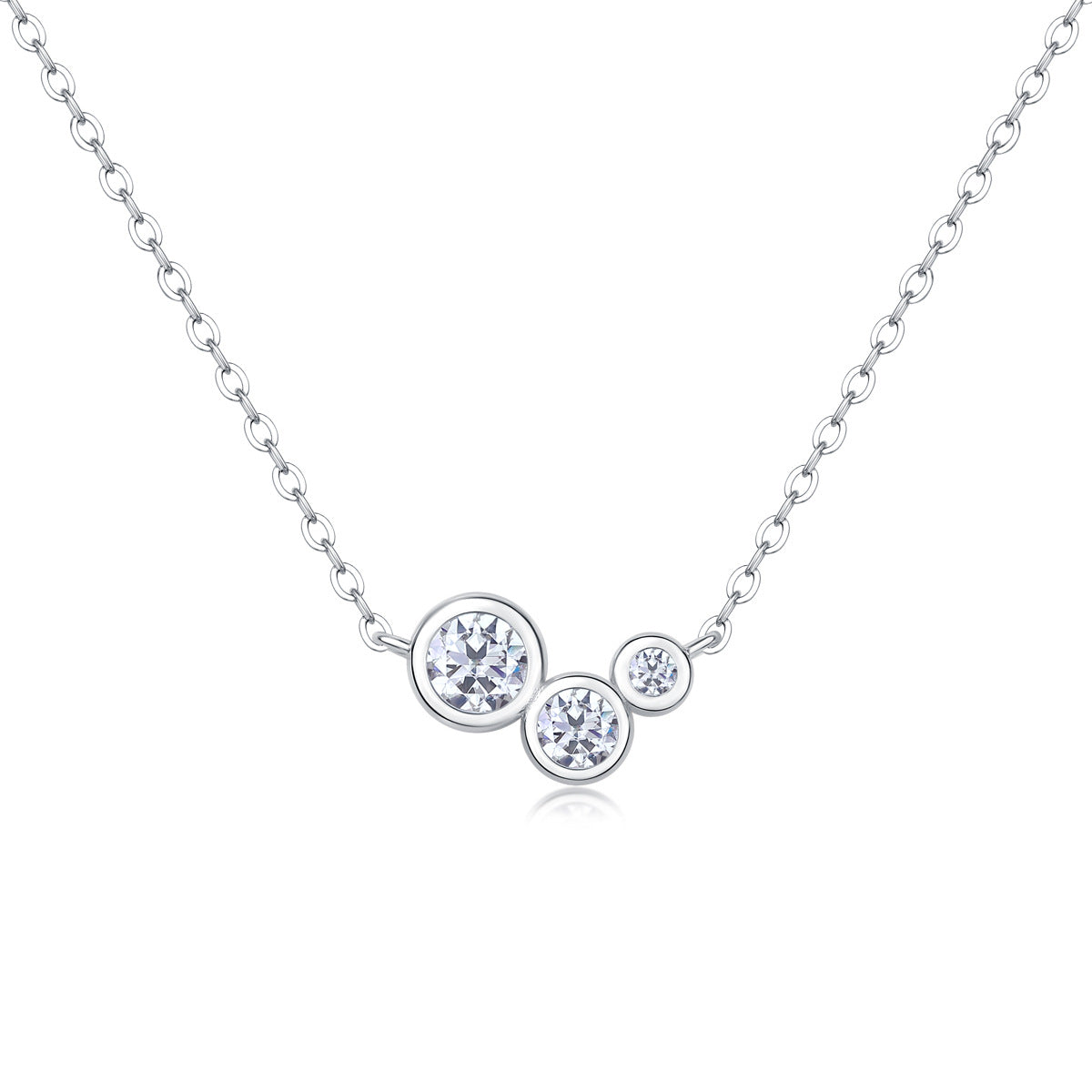 Elegant Moissanite Geometric Design 925 Sterling Silver Pendant Necklace