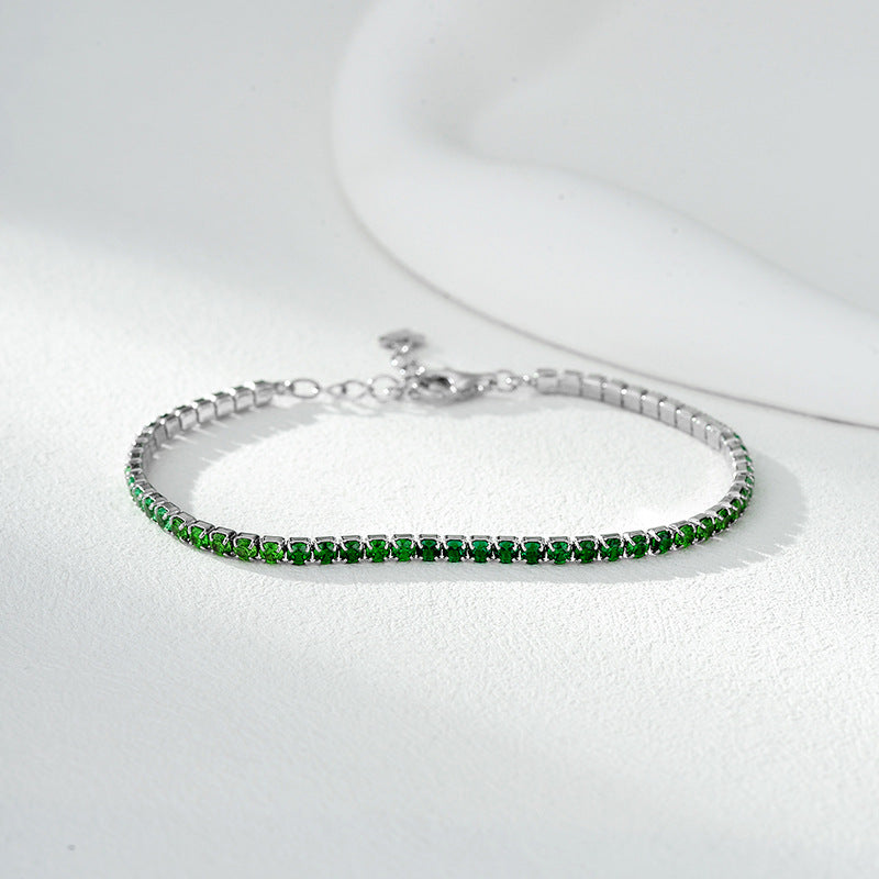 Elegant Geometric S925 Sterling Silver Emerald Tennis Bracelet with 6A Cubic Zirconia for Women and Men Fashion Jewelry Gift 2025 New Classic Design