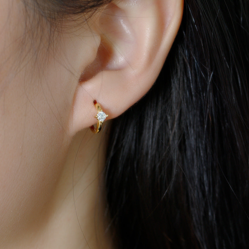 Geometric Circular Cubic Zirconia 925 Sterling Silver Earrings