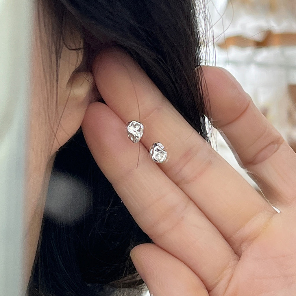 Irregular Geometric Design 925 Sterling Silver Stud Earrings