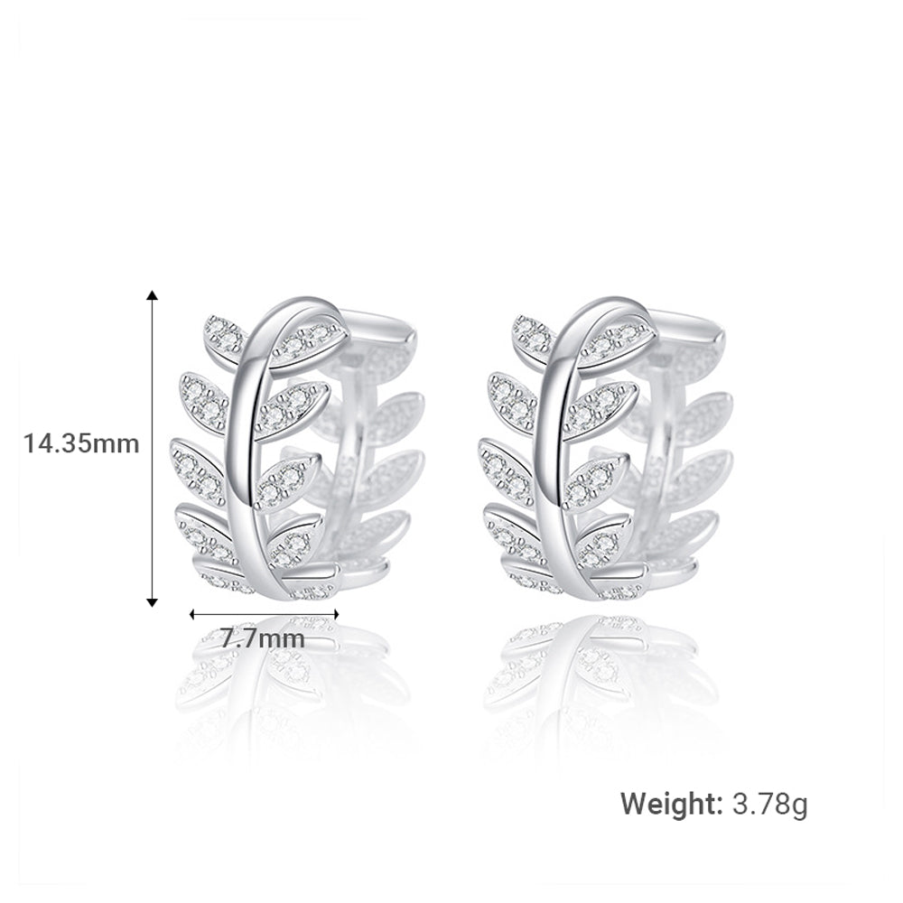 Elegant High-End Minimalist Ear JewelryLuxury Wheat Hoop CZ S925 Sterling Silver Earrings