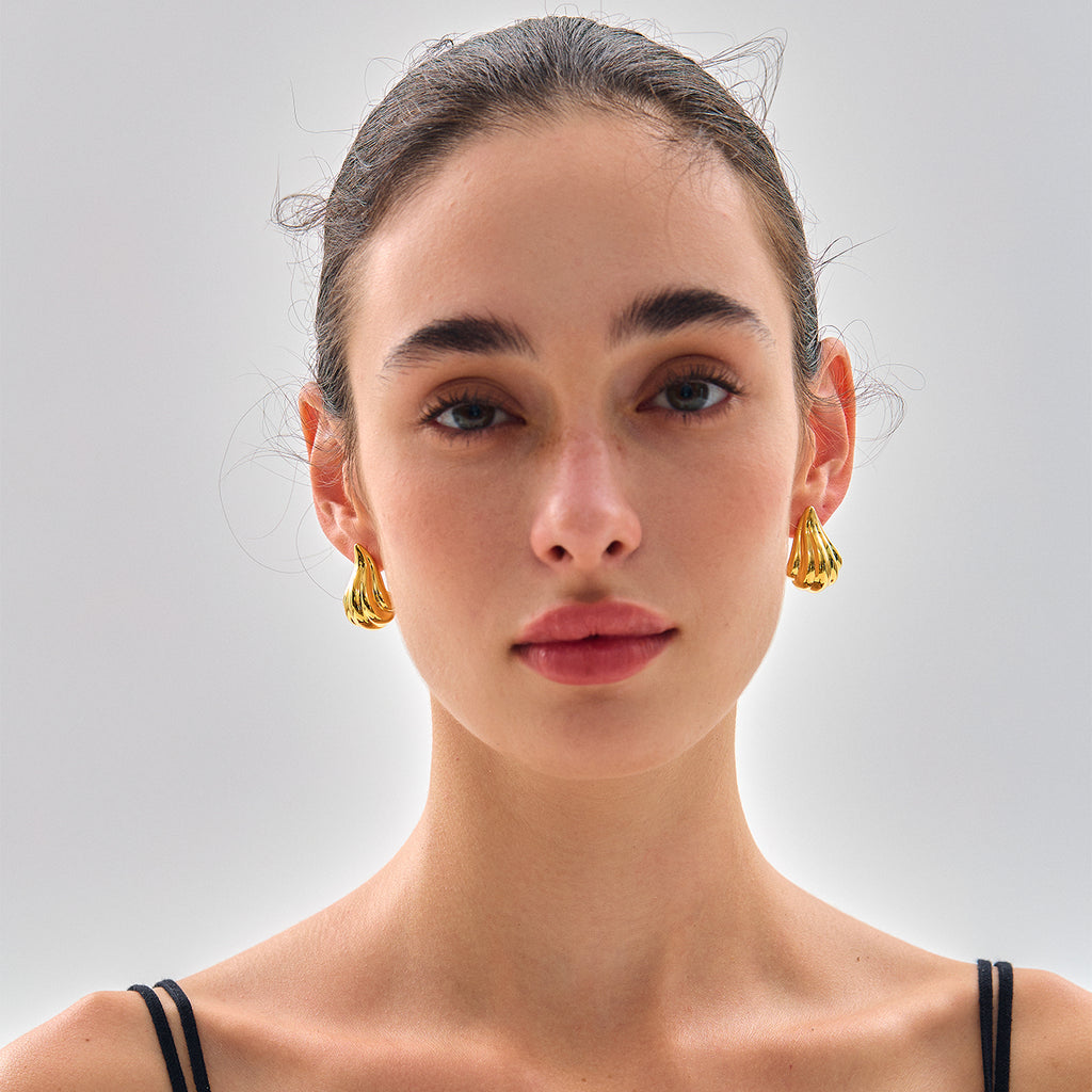 Exaggerated 999 Pure Silver Golden Irregular Hollow Conch Electroforming Chunky Lightweight Fashion Jewelry for Women Daily Wear Earrings