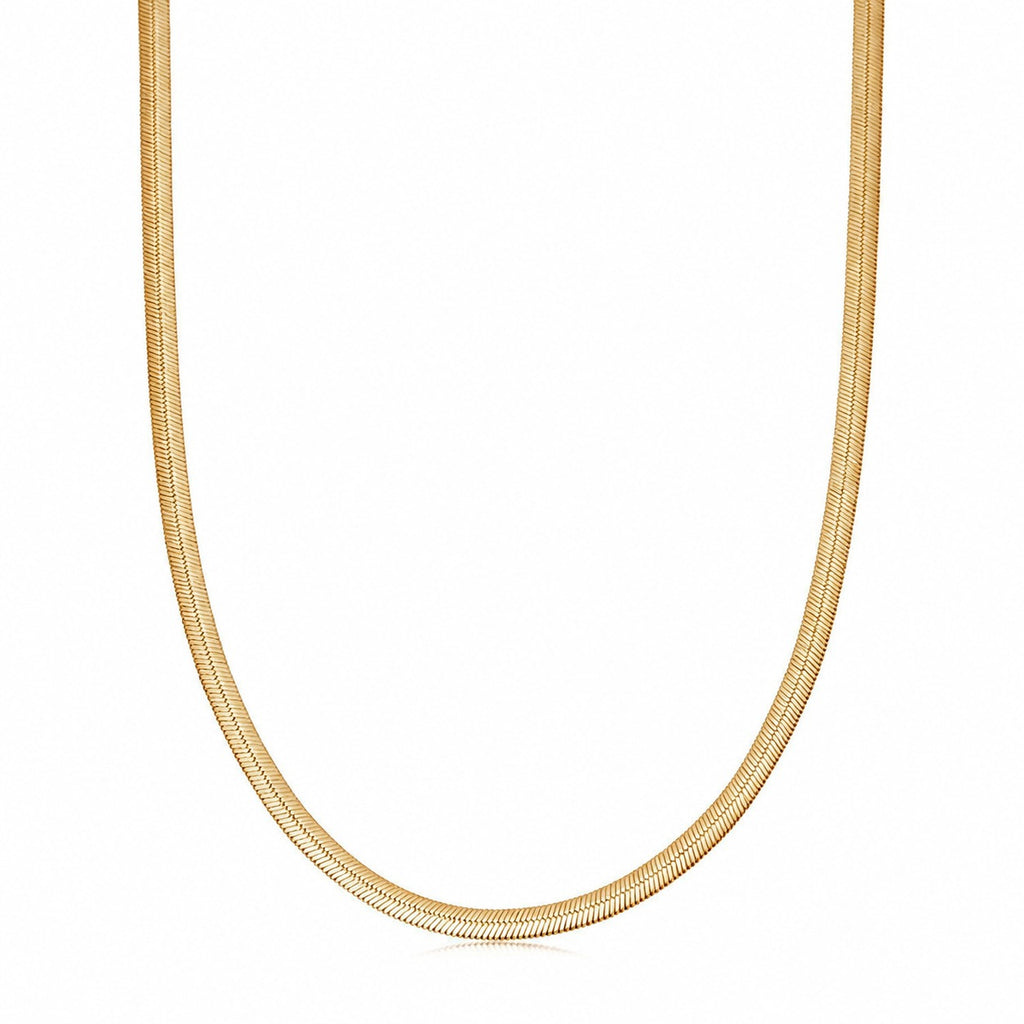 Minimalist Flat Herringbone Snake Chain Pure Metal 925 Sterling Silver Choker Necklace