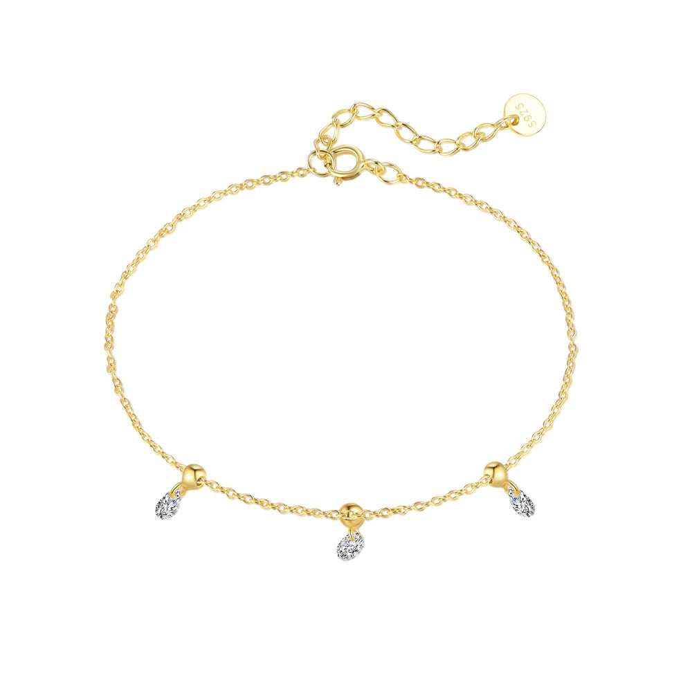 Fashion Golden CZ Geometry 925 Sterling Silver Dangling Earrings Necklace Bracelet