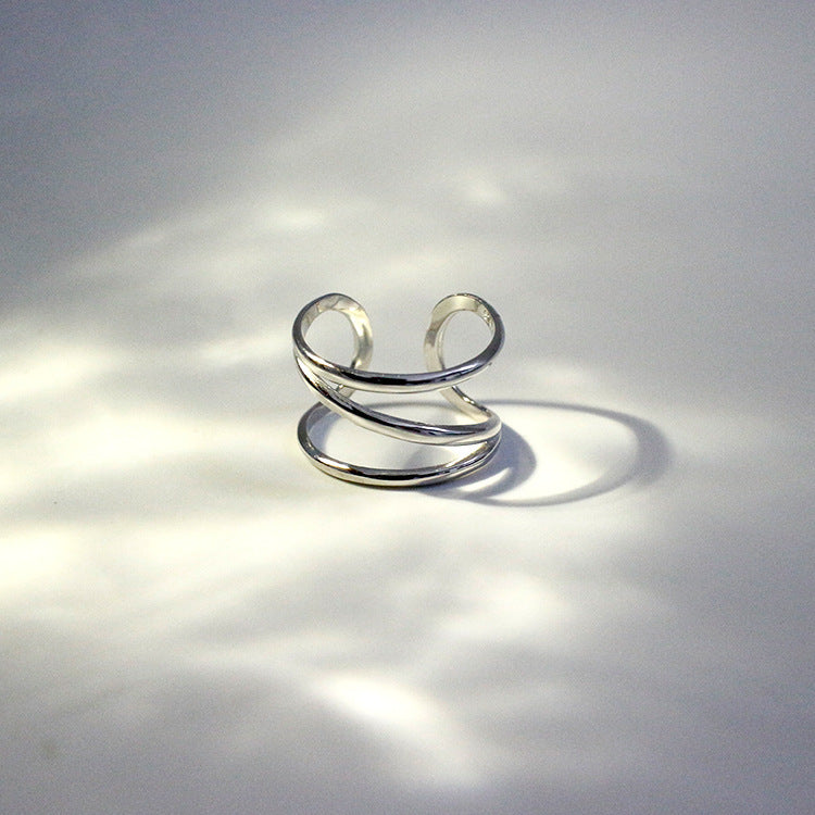 Geometric Chic Style Adjustable 925 Sterling Silver Open Ring