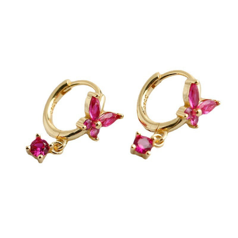 Butterfly Teardrop-Shaped Cubic Zirconia 925 Sterling Silver Earrings
