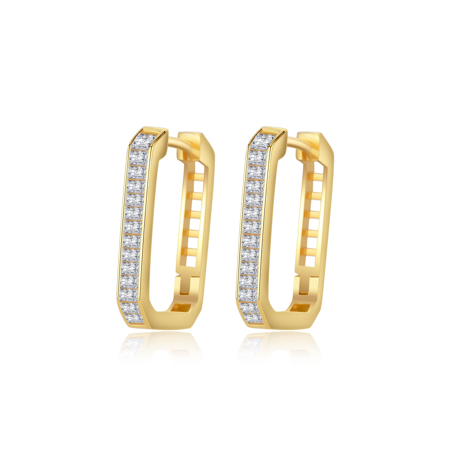High-End Jewelry Trendy Geometric CZ Luxury S925 Sterling Silver Hoop Earrings