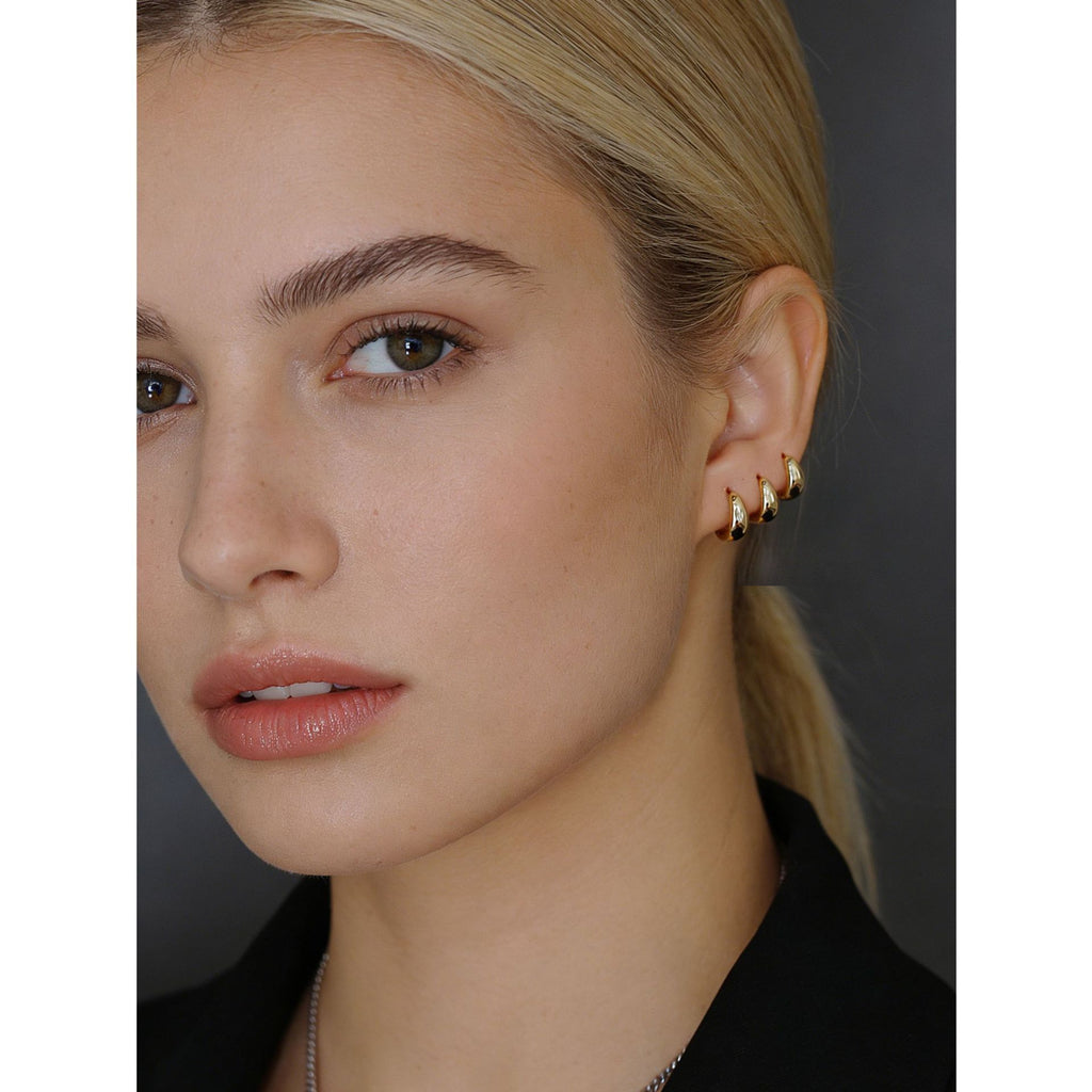 Fashionable Wide Design for Women Elegant Perfect for Daily Wear Geometric Gold 925 Sterling Silver Hoop Earrings