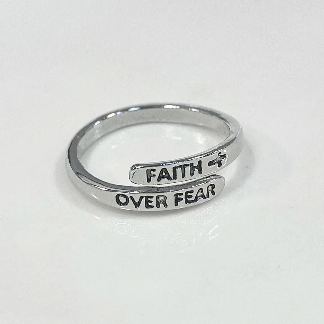 Religious Cross Faith 925 Sterling Silver Adjustable Open Wrap Band Ring