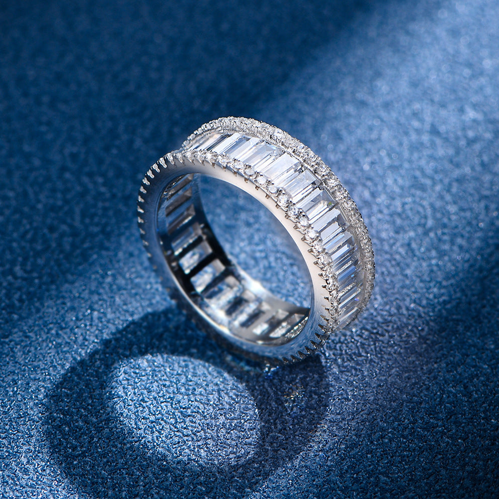 Simple Geometry Baguette CZ Lines 925 Sterling Silver Ring