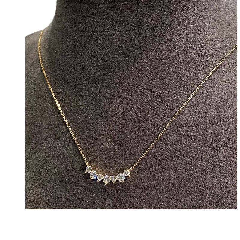 Graduation Seven Round CZ Smile 925 Sterling Silver Necklace