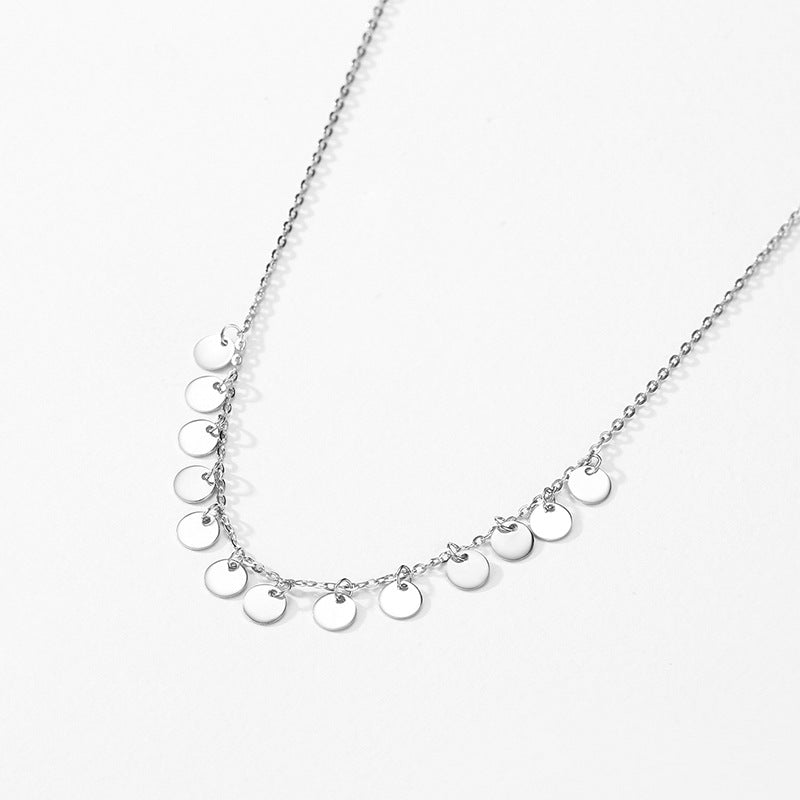 Fashion Circular Sequin 925 Sterling Silver Necklace