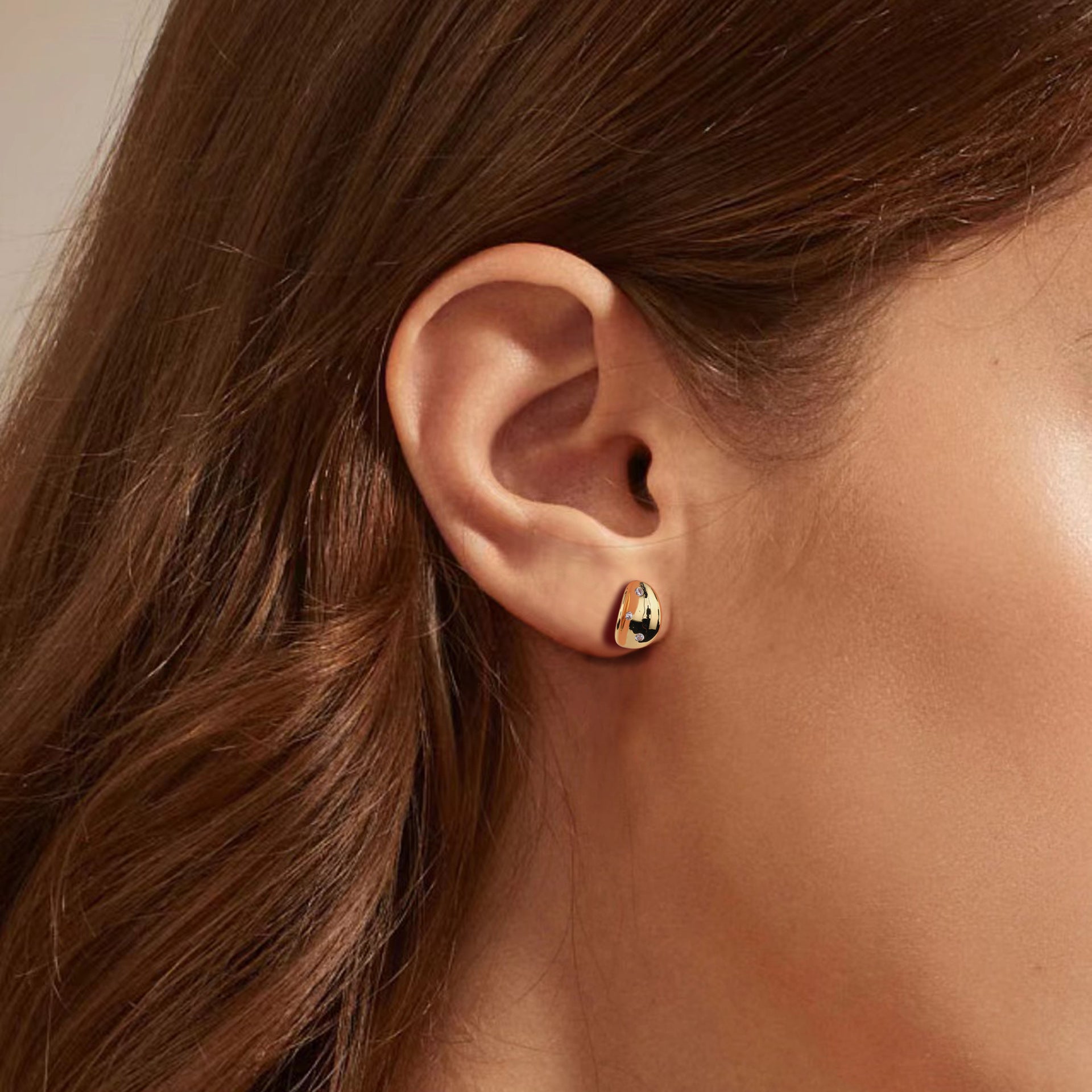Women Fashionable Elegant Style Geometric Design 925 Sterling Silver Gold Plated Cubic Zirconia Drop Earrings