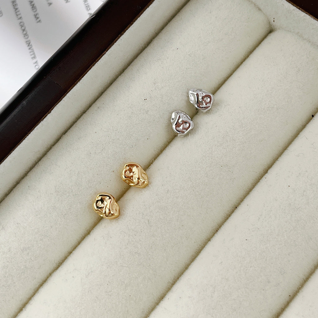 Irregular Geometric Design 925 Sterling Silver Stud Earrings
