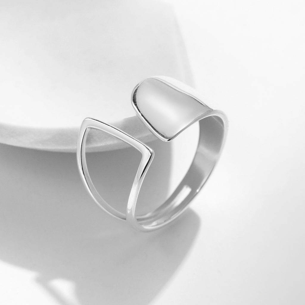 Unique Geometric Open Adjustable 925 Sterling Silver Simple Elegant Design Women's Ring for Fashion Party Anniversary Gift Modern Style Jewelry