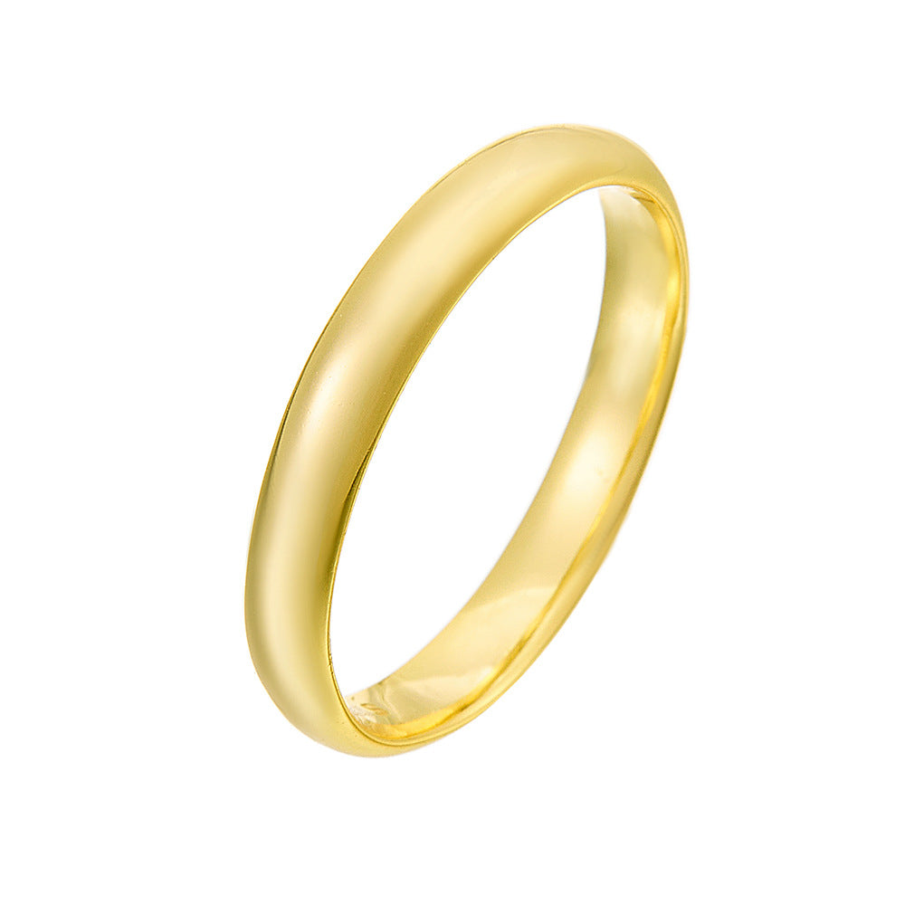 Women Fashion Smooth Finish Elegant Minimalist Geometric Design Yellow Gold Plated 925 Sterling Silver Band Ring