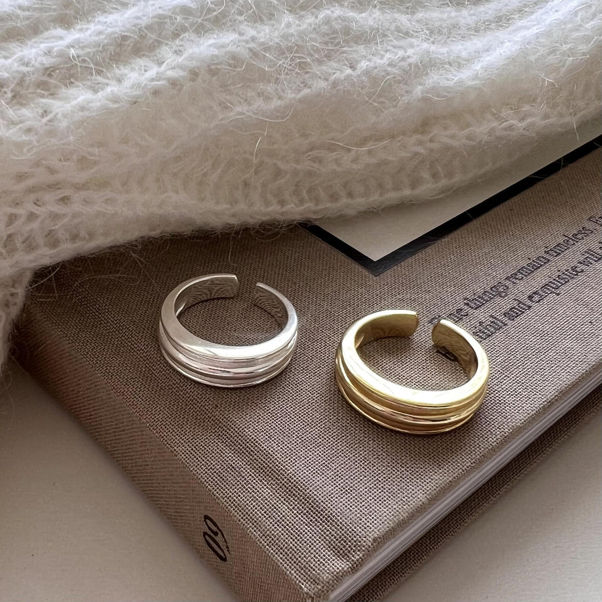 Modern Geometric Design Adjustable Pure Metal 925 Sterling Silver Ring