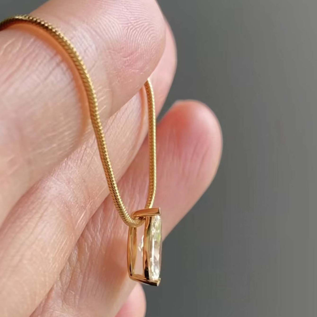 Marquise Moissanite Pendant  925 Sterling Silver Collarbone Necklace