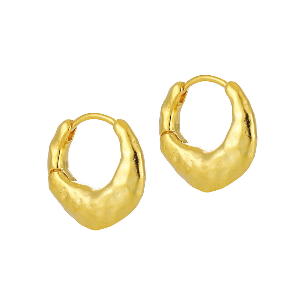 Geometry Irregular Matte Circle 925 Sterling Silver Hoop Earrings