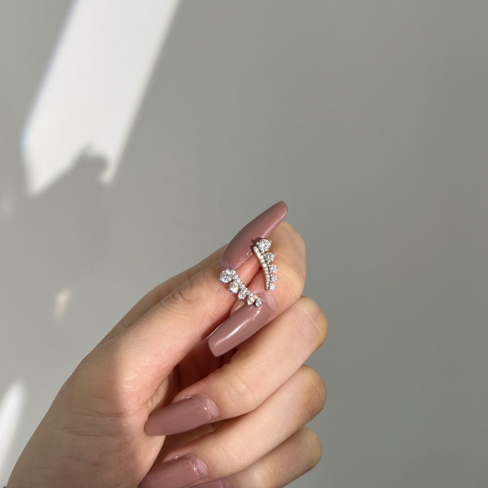 Causual CZ Lines Minimalism 925 Sterling Silver Stud Earrings
