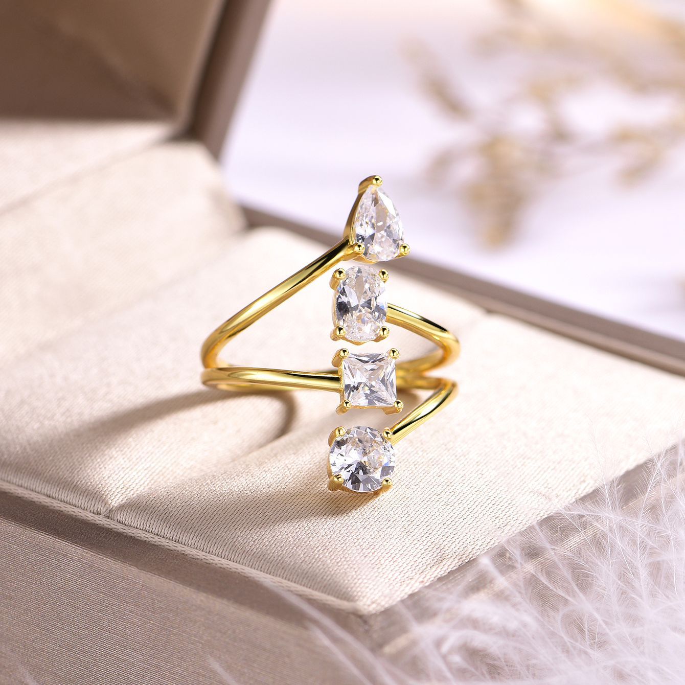 Assorted Shaped Moissanite For Women 925 Sterling Silver Ring