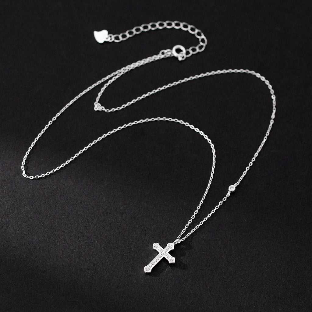 Religious Cross Cubic Zirconia 925 Sterling Silver Necklace