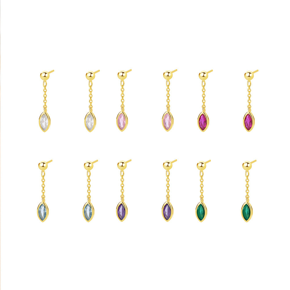 Office Colorful Waterproof CZ 925 Sterling Silver Dangling Earrings
