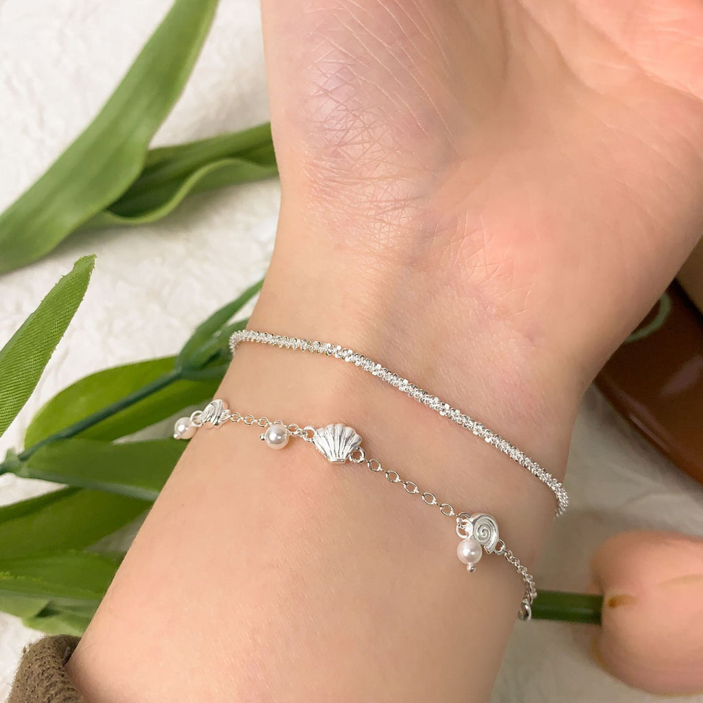Office Cute Shell Pearl  Conch 925 Sterling Silver Bracelet