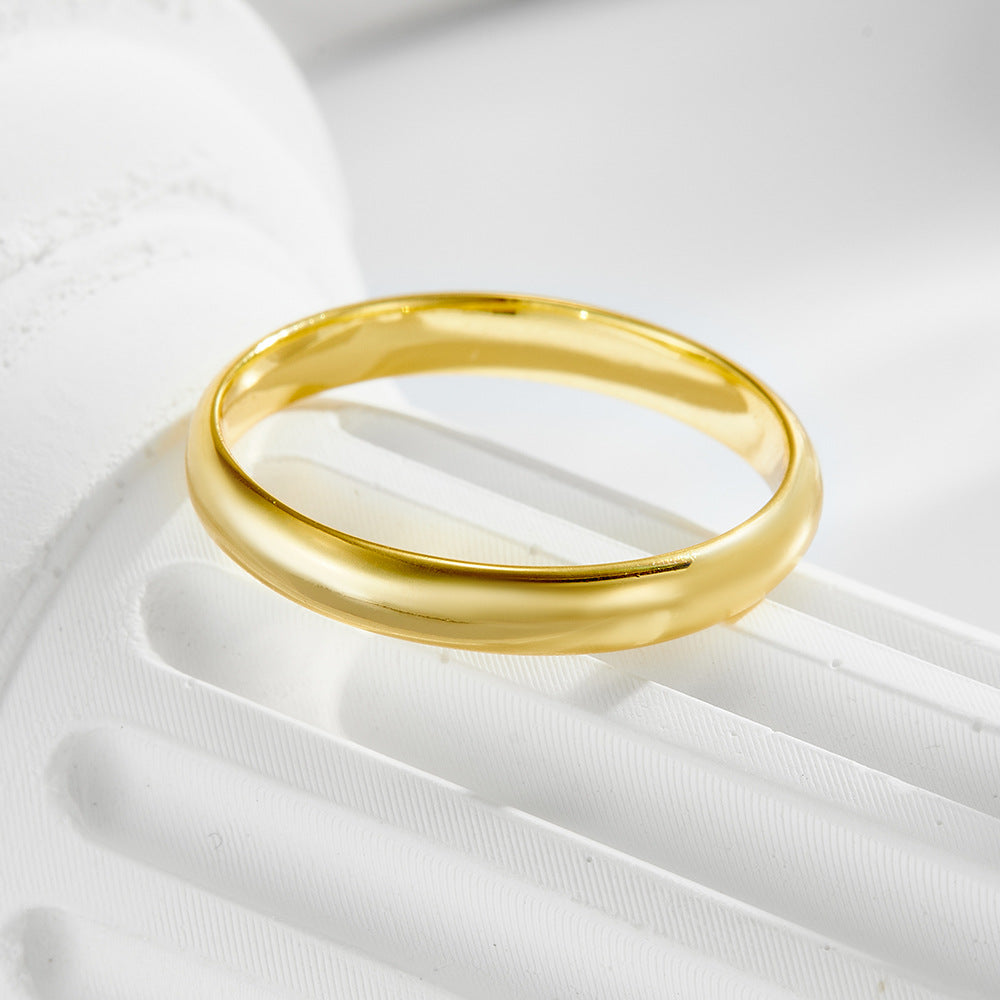 Women Fashion Smooth Finish Elegant Minimalist Geometric Design Yellow Gold Plated 925 Sterling Silver Band Ring
