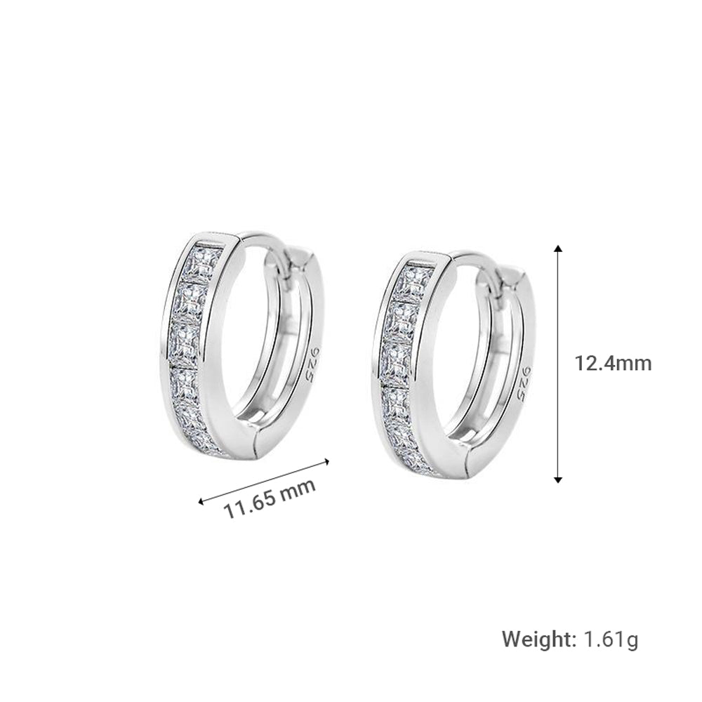 Minimalist Geometric CZ Luxury S925 Sterling Silver Hoop Earrings