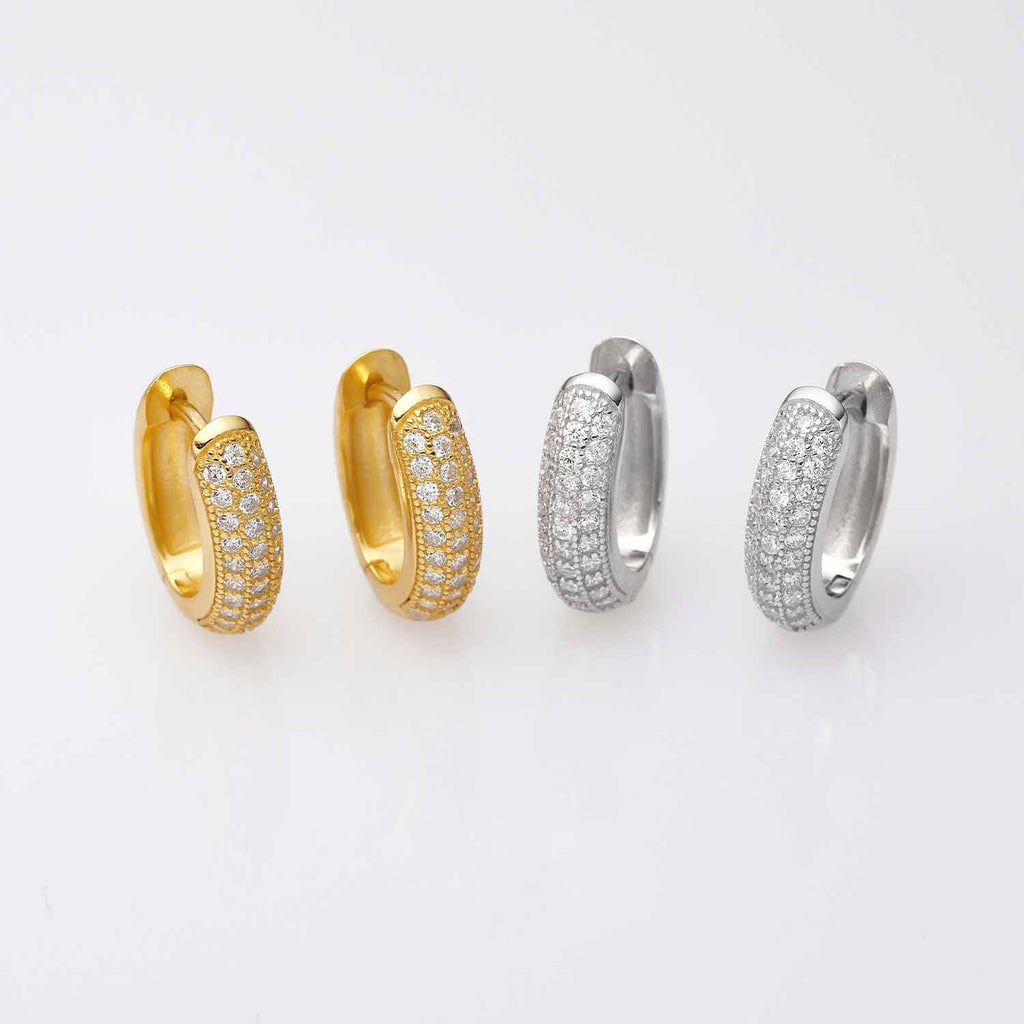 Casual Micro Setting CZ Circles 925 Sterling Silver Hoop Earrings